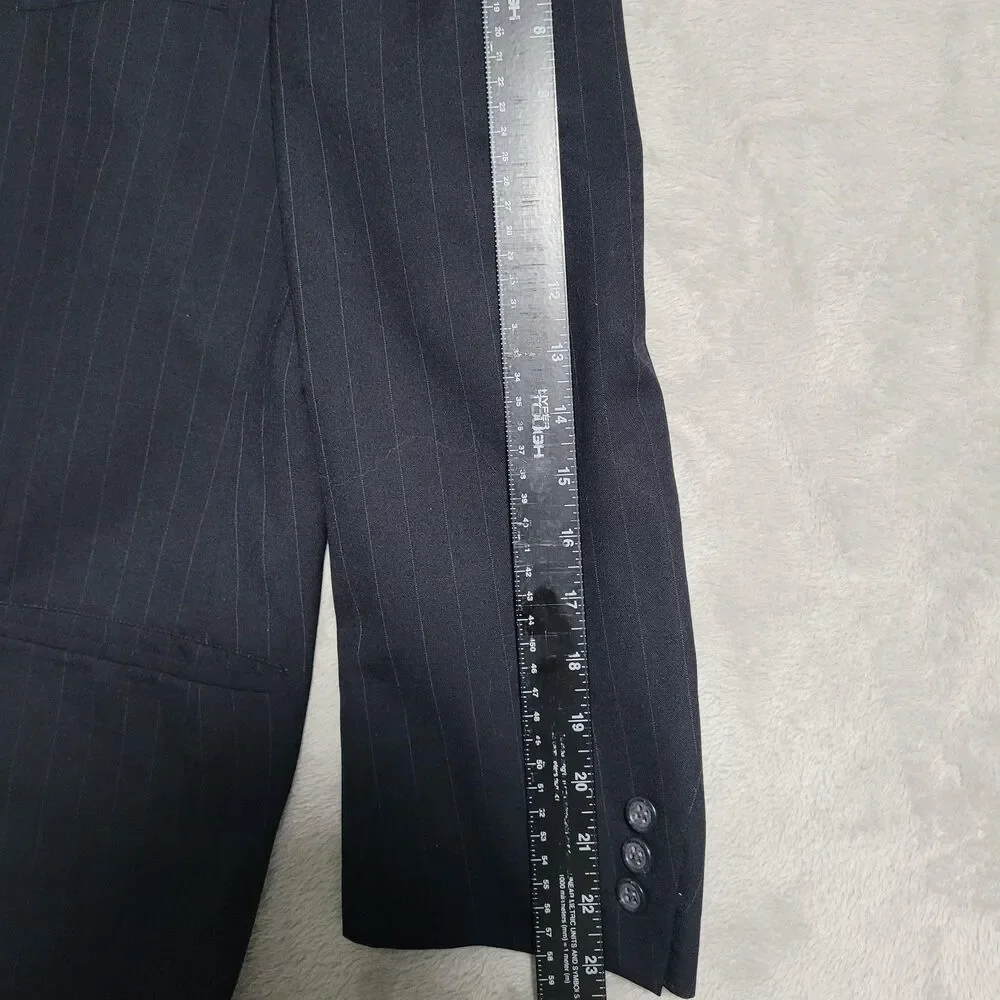 Brooks Brothers Suit Jacket Mens 44R Blue Pinstripe Wool 2 Button Brooksease USA - Picture 12 of 15